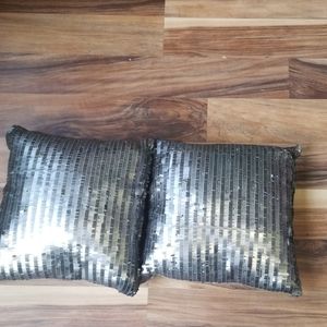Gray sequins pillows pair